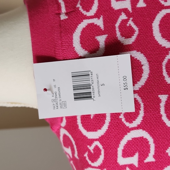 NWT ❗️ Guess pink and white logo vest small size logo sleeveless sweater - Picture 10 of 17